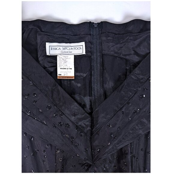 Gunne Sax By Jessica McClintock Vintage Black Sparkle Bodice Fit & Flare Dress - Picture 5 of 5